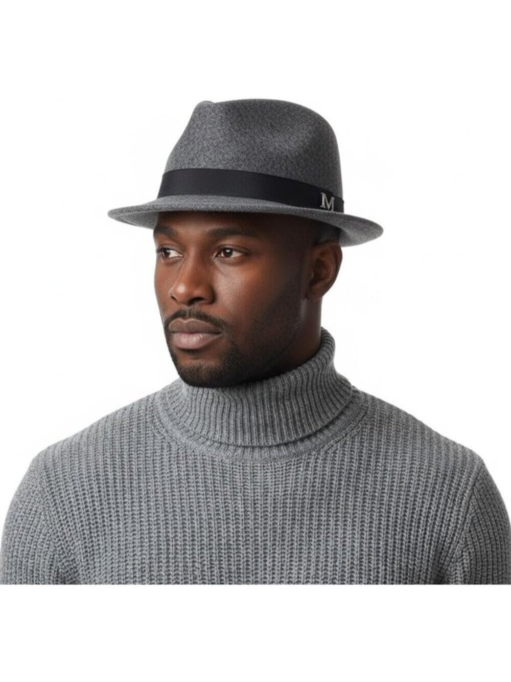 Men's Gray 100% Wool Western With Satin Band Classic Fedora Cowboy Felt Hat